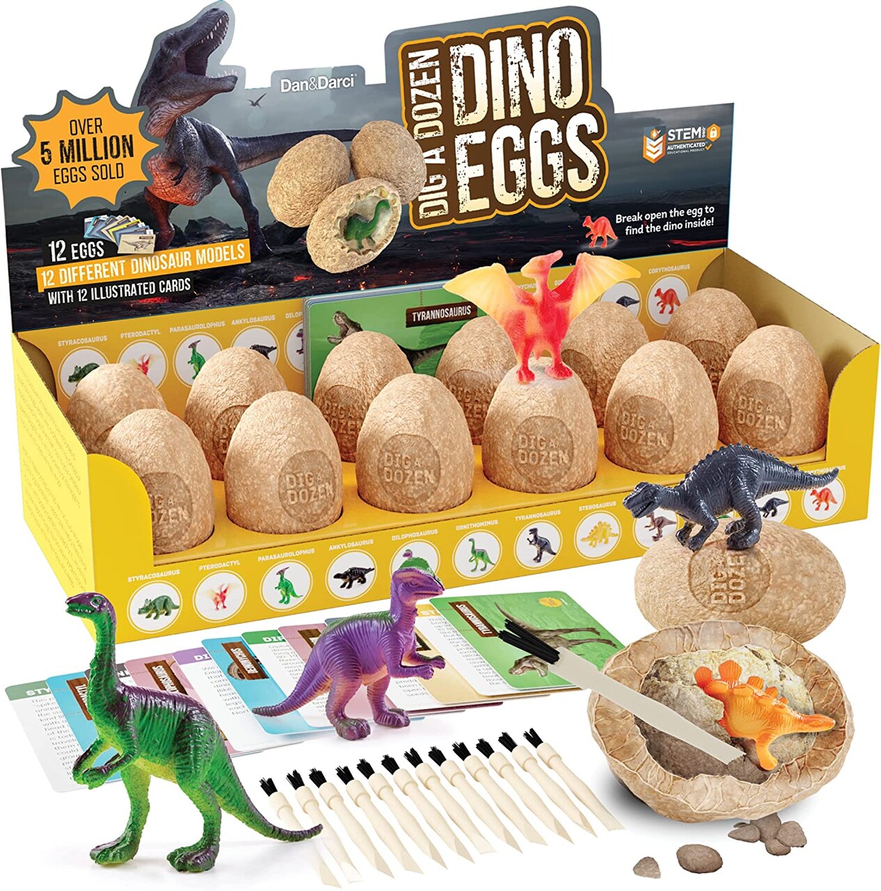 Dig a Dozen Dino Egg Dig Kit - Dinosaur Toys for Kids 3-12 Year Old Boys & Girls - 12 Easter Eggs & Surprise Dinosaurs. Science STEM Activities - Educational Boy Toy Party Gifts